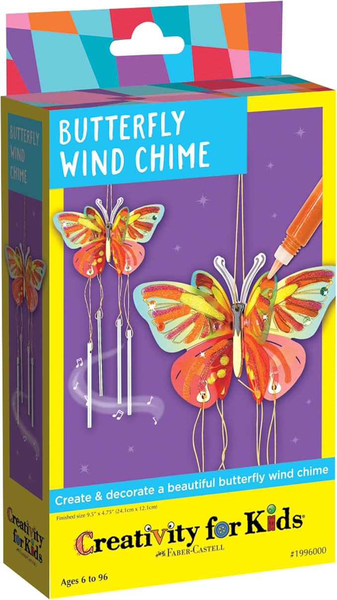 Creativity for Kids Butterfly Wind Chime Kit | Make & Display a Colorful DIY Wind Chime with Easy Crafting | Relaxing Screen-Free Creative Activity for Kids (Ages 6+)