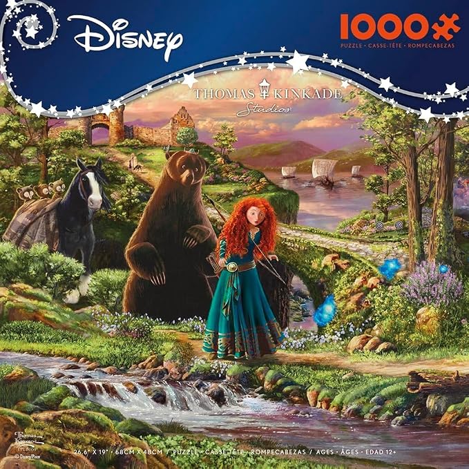 Ceaco - Thomas Kinkade Disney - Brave - 1000 Piece Jigsaw Puzzle for Adults | Thomas Kinkade Disney Art, Made in USA, Recycled Board, Finished Size 26.6 x 19 in, Includes Poster, Frameable Art, Giftable