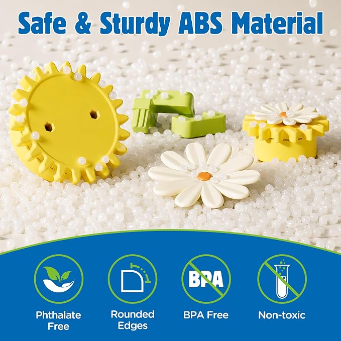 4 in 1 STEM Gear Toys for Kids Ages 3+, Educational Building Blocks, 71Pcs | Flower Construction Kits, Musical Electric Train Sets, Toddler Learning Toys with Light, Boys and Girls Gifts