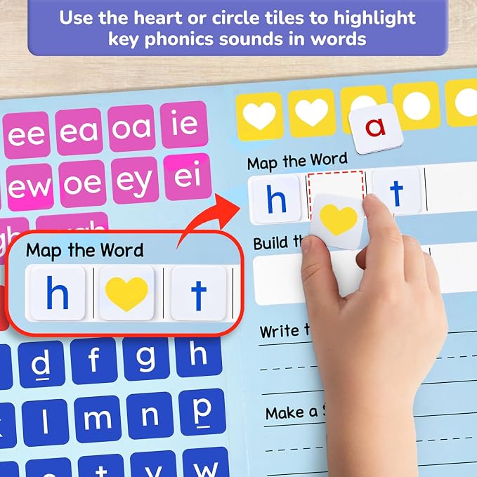 JoyCat 265 Phonics Magnetic Letter Tiles, with 3 Word Building Folder | 265 magnetic letter tiles with word folders support phonics, spelling and reading practice for preschool classrooms