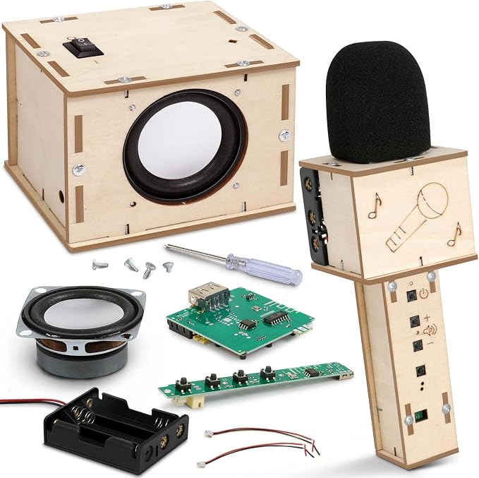 Stem Projects Karaoke Machine Toys for Boys Age 8-12 12-14 Science Kit Building Own Bluetooth Speaker & Microphone DIY Electronics Kit for Kids Kid 9-12 Boy Toys Birthday Gift 8 9 10 11 13 Teen Girl
