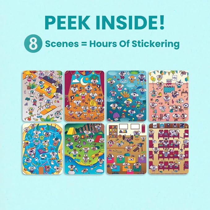 Cupkin Koality Time Cute Koala Coloring & Sticker Book | 300+ Stickers | Spiral-bound kids craft format with 8 scenes, 8 art pages, side-by-side viewing, and an easy-peel design for ages 2–8