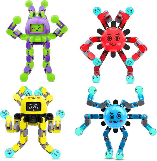 Transformable Fidget Spinner Toys for Kids and Adults,4 Pcs Travel Toys for Boys Girls Sensory Toy ADHD Stress Relief Toy,Party Favors Birthdays Gifts for Teens Road Trip Travel Essentials