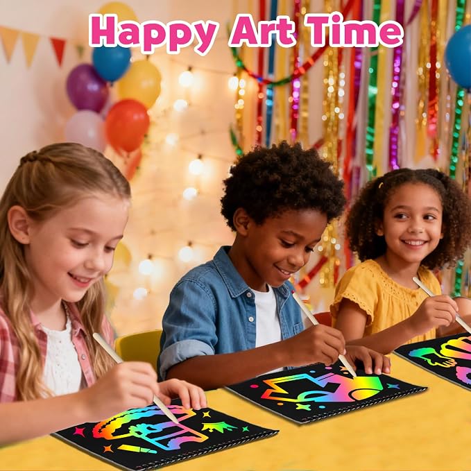 ZMLM Scratch Paper Art-Crafts Gift: 2 Pack Rainbow Notebooks Supplies Toys | Art Crafts for 3 4 5 6 7 8 9 10 11 12 Years Old Girls and Boys Kids Birthday Christmas Party Travel Games Activities