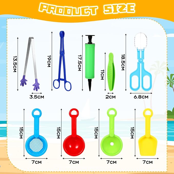 Wettarn 9 Pcs Sensory Bin Filler, Sensory Bin Tools, Fine Motor Skills Handy Scooper Set with 4 Scoops, 2 Tweezers, Scissors Clips, Plastic Forceps and Air Pump for Sorting Counting