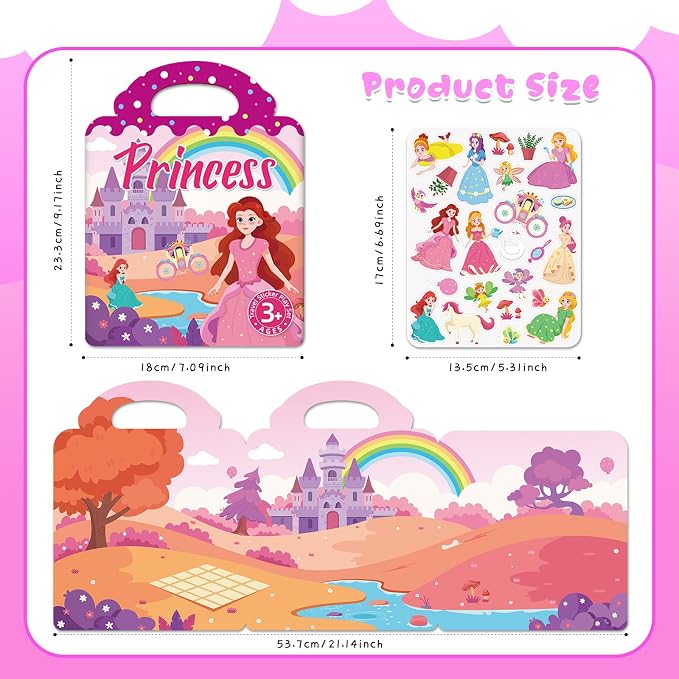 Sticker Books for Toddlers 2-4 Years, 5 Sets Reusable Sticker Books for Toddlers 1-3, Jelly Toddler Stickers Travel Toys for Ages 2+ Kids Boys Girls, Encourages Creativity, Focus, Fine Motor Skills