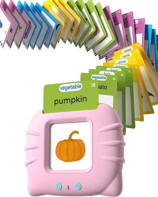 Airbition Talking Flash Cards for Toddlers Ages 1‑4,224 Words English Pink | Montessori Language Learning Toys with 224 Words, Pocket Speech Therapy Toys, Children's Sensory Educational Toys