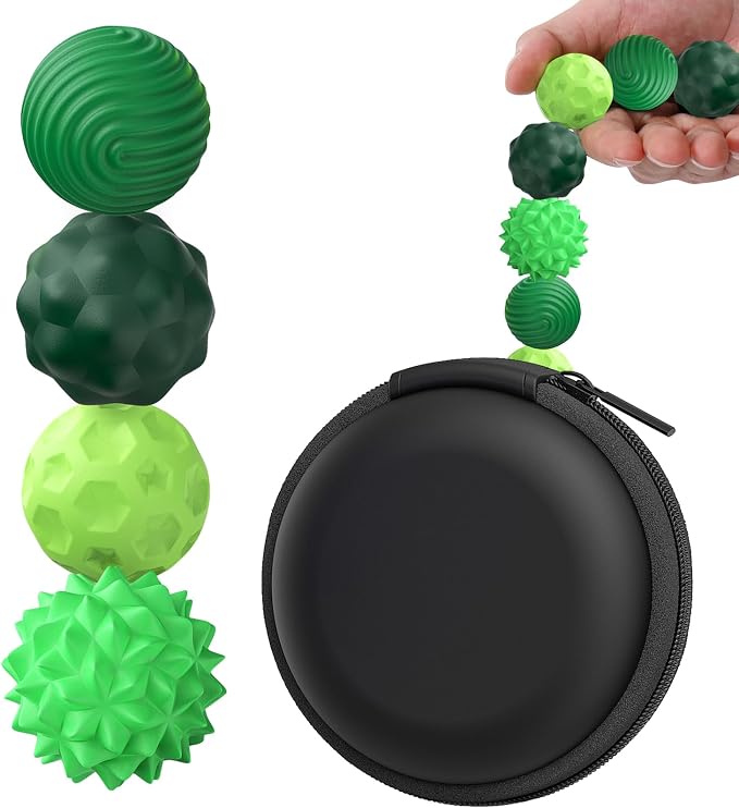 BUSOHA Silicone Magnetic Fidget Balls - 4 Pack Fidget Toys for Adult | Four Unique Textures Sensory Support,Quiet and Silent Stress Relief,Lightweight,Office,Travel,Autism,Anxiety,ADHD