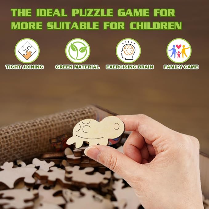 Wooden Puzzles for Kids Ages 4-8, Sea Turtle Puzzle, Unique Animal Shaped Wooden Jigsaw Puzzles for Kid, 50 Pieces Puzzles for Kids(50pcs,11.4 * 11.4in)