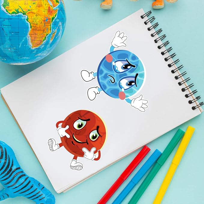 24 Sheets Make a Face Outer Space Stickers for Kids Party Favors | Make Your Own Planet Stickers Birthday Decorations Supplies, Toddlers Crafts Activities Gifts Goodie Bags Stuffers