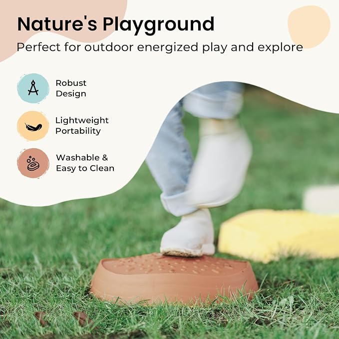 Tiny Land Stepping Stones for Kids, 5pcs Non-Slip Balance Toddler Toys | Sensory Stepping Stones for Toddlers 3-5 to Promote Balance, Coordination, and Active Play Skills Indoors or Outdoors