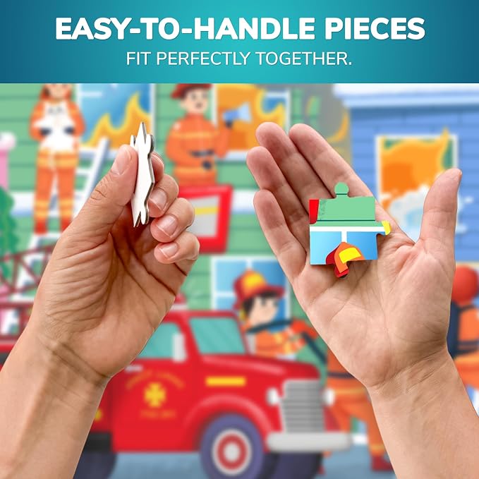 QUOKKA Puzzles for Kids Ages 3-5 - 30 Pieces Puzzles for Toddlers 2-4 - Firefighters Learning Jigsaw Puzzles for Kids 4-6 Years Old - Educational Toys for Boy and Girl