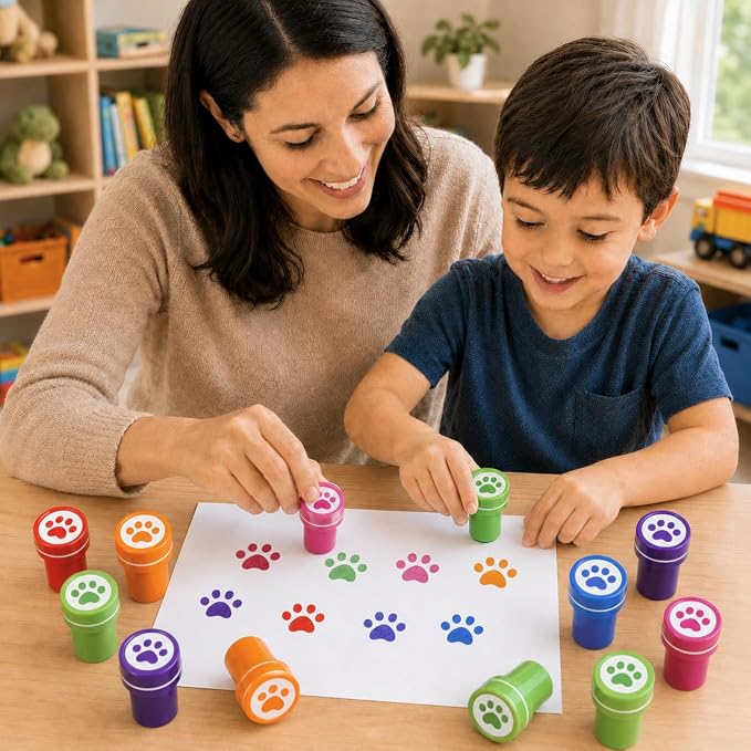 Cinrobiye 24 Pcs Pet Paw Stampers Party Favor Set, Cute Animal Paw Print Stamps for Kids Birthday Party, Classroom Rewards, Carnival Prizes, Goody Bag Fillers, Pet Lover Party Supplies