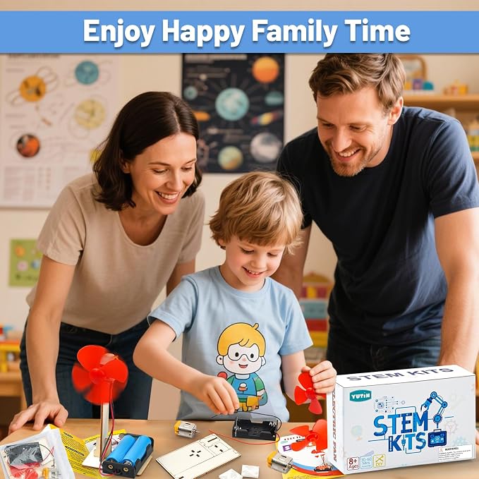 6 STEM Science Kits for Kids Age 8-12, Classroom Electric Fan Circuit Kit | Science Party Favors Bulk, Building Toys for 6-8 8-13 Year Girls Boys Gifts, Wood Crafts Experiments Activities Projects