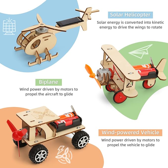 STEM Kits for Kids Age 8-10 10-12, 6 Set Wood Building Projects Crafts 6-8 | Science Model Car Kits for Kids Age 8-12, Wooden 3D Puzzles, STEM Toys for Boys 8 9 10 12 13 Year Old Birthday Gifts