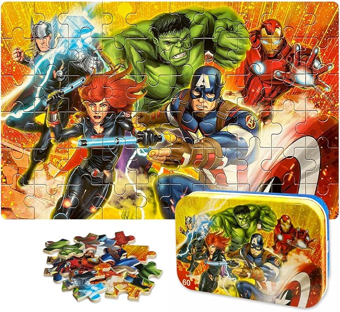 NEILDEN Jigsaw Puzzles 60 Pieces Puzzles for Kids Ages 4-8 Learning Educational Toy Puzzles for Children Girls and Boys Packed in Tin Box (CS-FCZ2-Z)