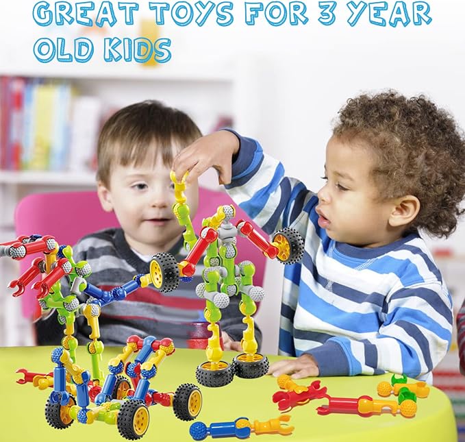 Building Toys for Kids Ages 4-8, STEM Toys for 3 4 5 6 7+ Year Old Boy Gift | 170 Pcs Building Blocks STEM Kits, Classroom Learning Activities with Storage Box, Birthday Gift Boy Toy Age 3-5 4-6 6-8 8-10