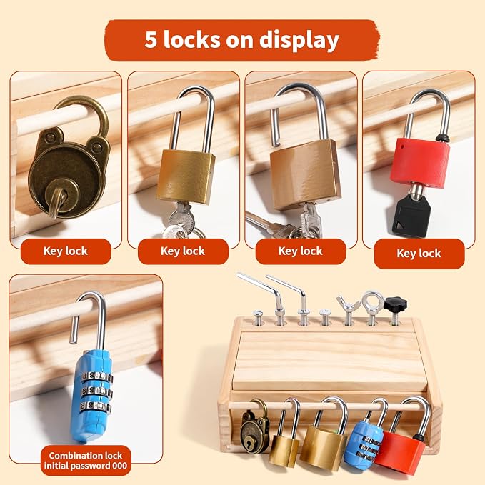INIFEIDALA Montessori Screwdriver Board Set - Lock and Key Toy | Busy Board Toys for 3 4 5 Year Olds Boy Birthday Gifts,Kids Tool Set,Preschool Learning Sensory Fine Motor Skills STEM Toys