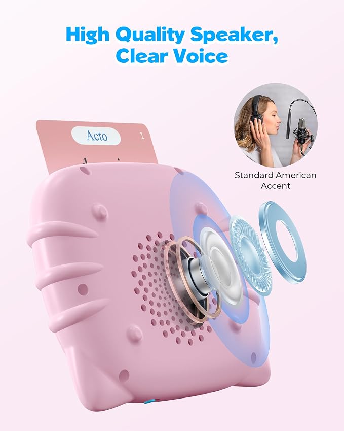 Airbition Bilingual Talking Flash Cards, 510 Words Spanish and English Pink | For Toddlers Ages 2+, Pocket Speech Therapy Toys with 31 Themes, Montessori Learning Toys for Children, Sensory Learning Kit