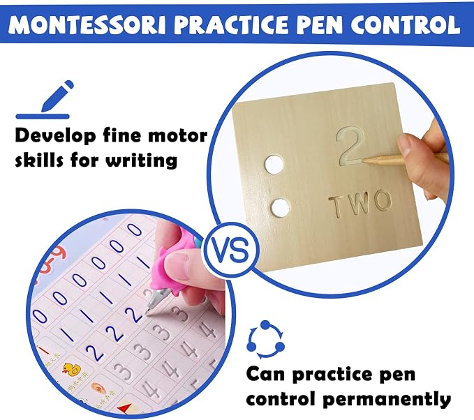 Wooden Montessori Toddler Counting Peg Board Box - Numbers & Math Toys for 1-3 Year Olds