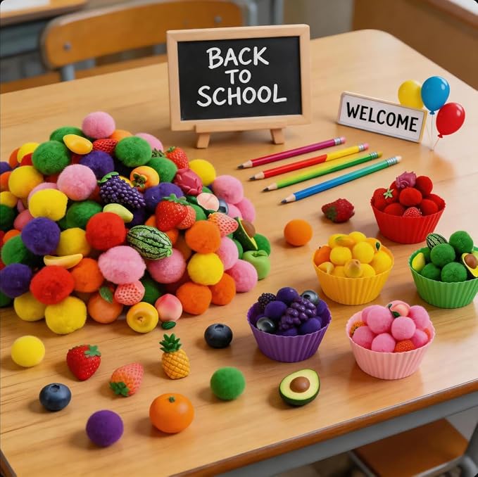 140 Pcs Fruits Sensory Bin Items Summer Fruits Farm Counting Sorting Sensory Bin Filler Fine Motor Famer Vegetable Counts for Spring Summer Sorting Counting
