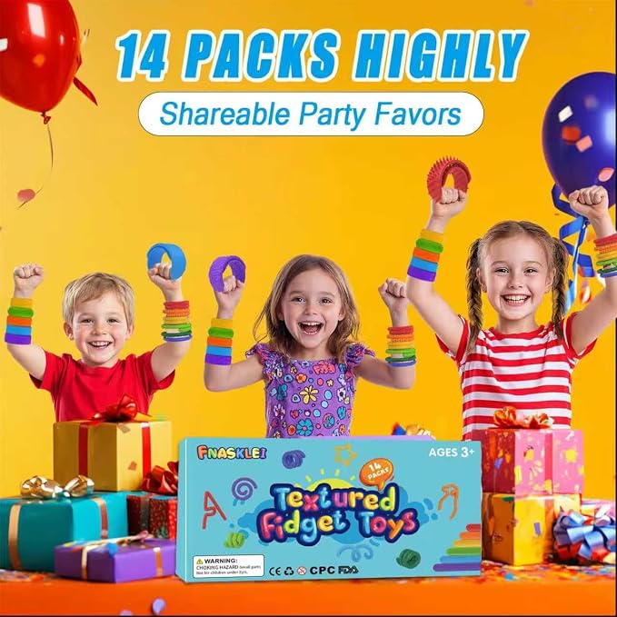 14Pack Fidget Toys Bulk , Stimmy Sticks & Sensory Slap Bracelets for Kids, Sensory Toys for Stress Anxiety Autistic ADHD, Quiet Fidgets for Classroom Prize for Kids 8-12, Calm Down Corner Supplies