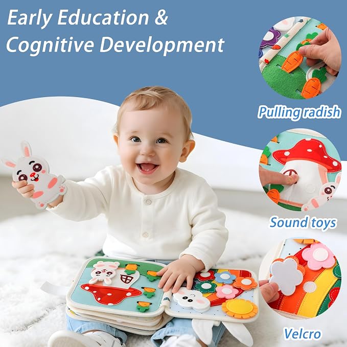 Montessori Busy Book for Toddlers 1-3 – Soft Felt Quiet Book for Sensory & Fine Motor Skills