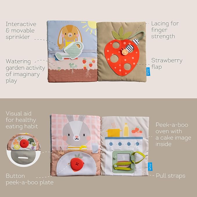 Taf Toys Busy Book for Toddlers 1-3 - Montessori Toys for 1 2 Year Old Boy Girl Birthday Gifts - Busy Book with Zippers, Buckles, Laces - Educational Learning Travel Toy Activity Books
