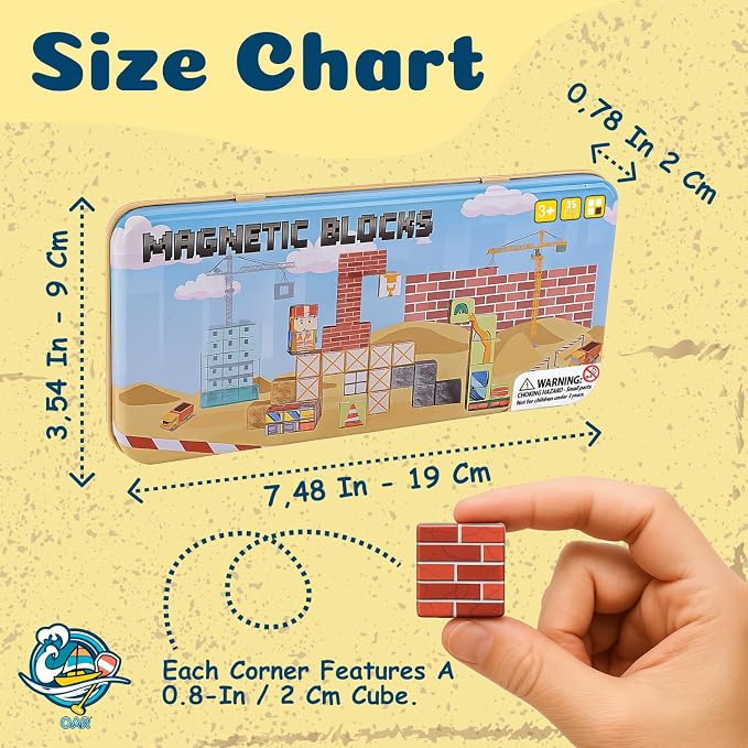 OAR 35PCS Magnetic Blocks for Toddler Ages 3-8 STEM Construction Travel Toy | 35 Strong Magnetic Cubes In An Iron Box Grow Fine Motor Skills, Problem-Solving And Focus; Screen-Free STEM Fun For Travel