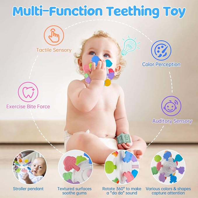 Montessori Toys for Baby Toddlers, 6-in-1 Wooden Shape Sorting Stacking Set | Building Blocks Sensory Teether Xylophone Activity Toys Gift for Kids, Encourage Fine Motor Skills, Hand-Eye Coordination