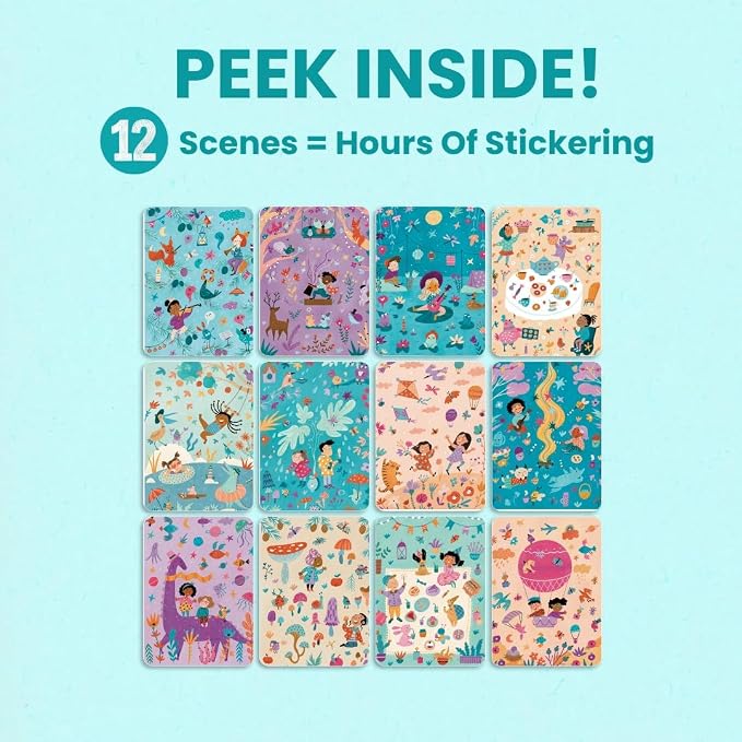 Cupkin Into The Forest Coloring & Sticker Activity Book | 500+ Stickers | Spiral-bound kids craft format with 12 scenes, 12 art pages, side-by-side viewing, and an easy-peel design for ages 2–8