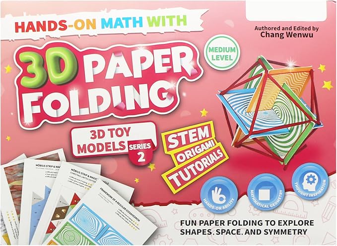 Foraineleyo 3D Paper Folding STEM Kit - Hands-On Math & Geometry Toy Set with 5 Origami Models, Step-by-Step Tutorials & Video Guides for Kids Ages 6-12, Educational DIY Craft Gift