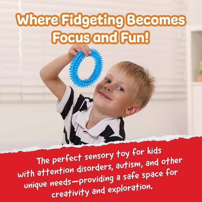 IMPRESA Fidget Toys Spiky Sensory Rings - 3-Pack, 2-Inch Inner / 4-Inch Outer - Sensory Toys & Classroom Prizes, Fidget Bracelet for Kids & Adults