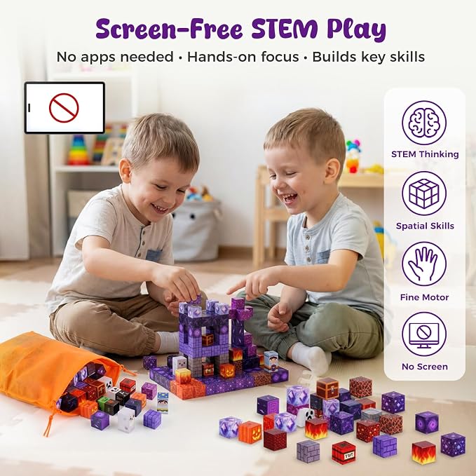 3 otters 150PCS Magnetic Building Blocks, with a Storage Bag, Portal | for Kids, Stem Learning, Easy Storage and Portability, Develops Spatial Awareness and Creativity, Birthday Gifts