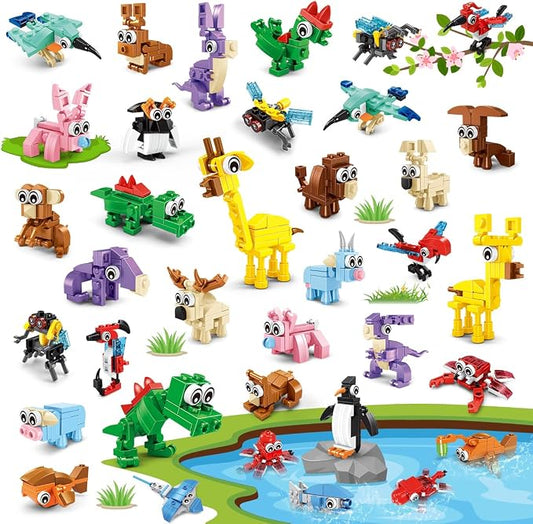 INSOON 30 Packs Animal Party Favors for Kids, 810 PCS Mini Animal Building Block Toy Set for Goodie Bag Fillers Classroom Prizes Easter Birthday Children's Day for Boys Girls Student Ages 6+ | 810PCS Mini Animal Building Toy Set for Goodie Bag Fillers ...