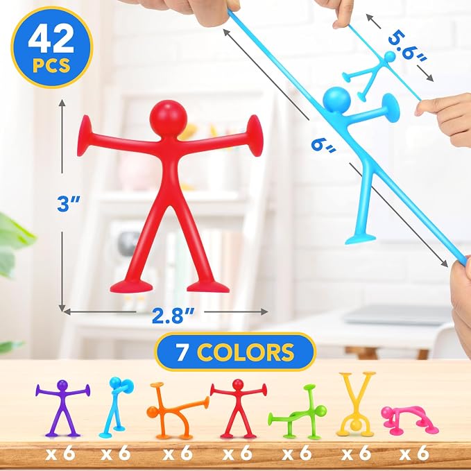OleOletOy Fidget Toys Bulk for Kids: 42 Pack Small Suction Cup Sensory Toys for Autism Calming - Fidgets for Student Classroom Prizes Party Favors - Travel Essentials Road Trip Activities