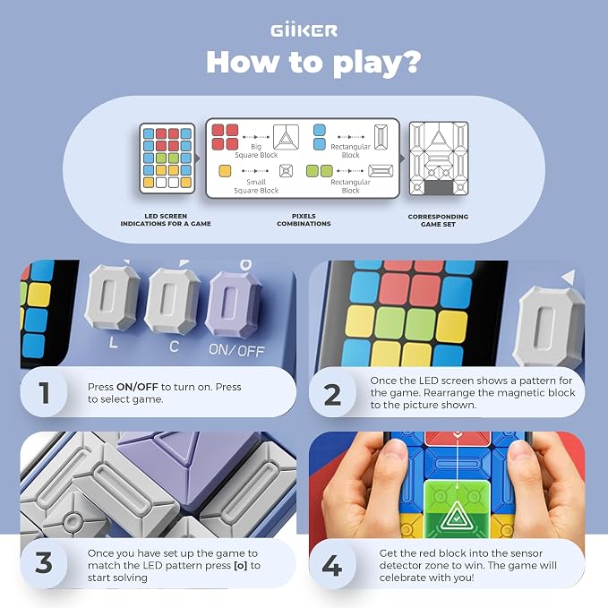 GiiKER Super Slide Puzzle Game, 500+ Challenges, STEM Toy for Ages 6+ | Handheld brain teaser for kids and teens, road trip activity, birthday gift
