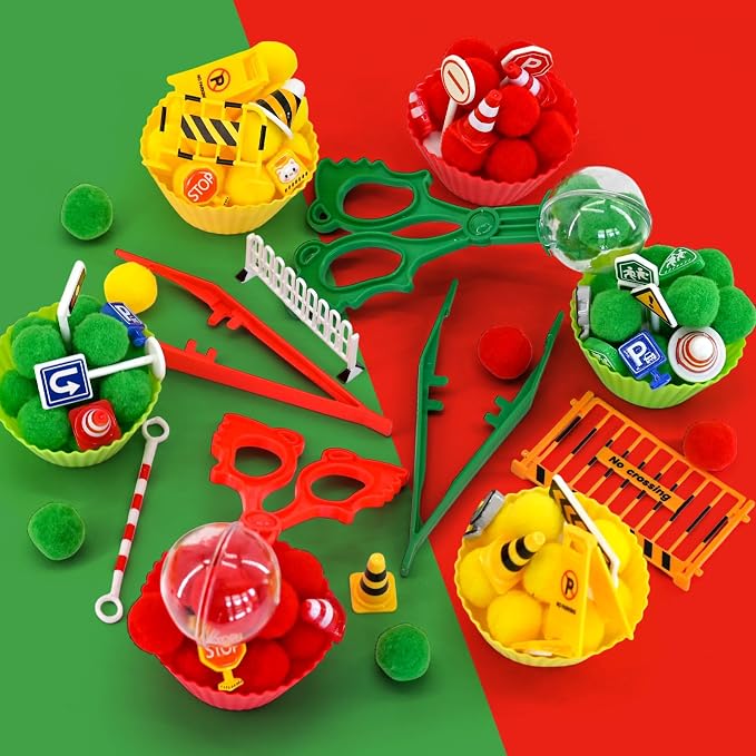 143 Pcs Traffic Sensory Bin Items Traffic Light Stop Sign Traffic Cones Parking Sign Crosswalk Counting Sorting Sensory Bin Filler Fine Motor Traffic-Themed Counts for Summer Counting Sorting
