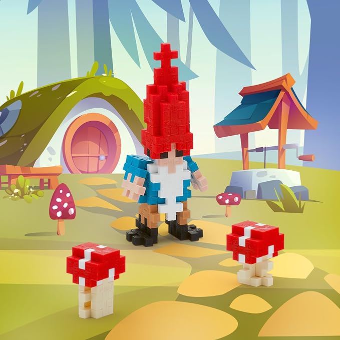 PLUS PLUS Gnome Tube - 3D Figure Building Block Set | Mini Interlocking Waffle Blocks, Fun Stem Toys, Christmas Stocking Stuffers for Kids, Gifts for Boys & Girls