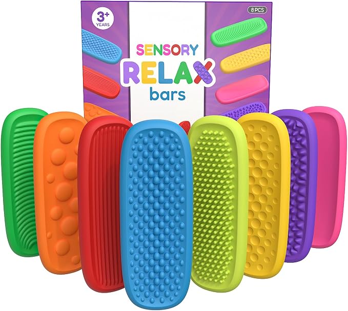 8 Pack Textured Silicone Worry Stones, Sensory Toys for Kids and Adults | Textured Silicone Worry Stones, Sensory Fidget Toys for Adults and Kids, Quiet Tactile Toys for Classroom and Office