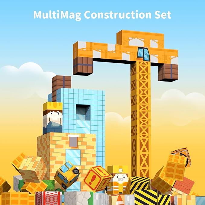 Magnetic Building Blocks Toys for Kids 154PCS Ages 3+ | Magnet Building Cubes Construction Set, STEM Sensory Stacking Toys, Birthday Gifts for Boys Girls