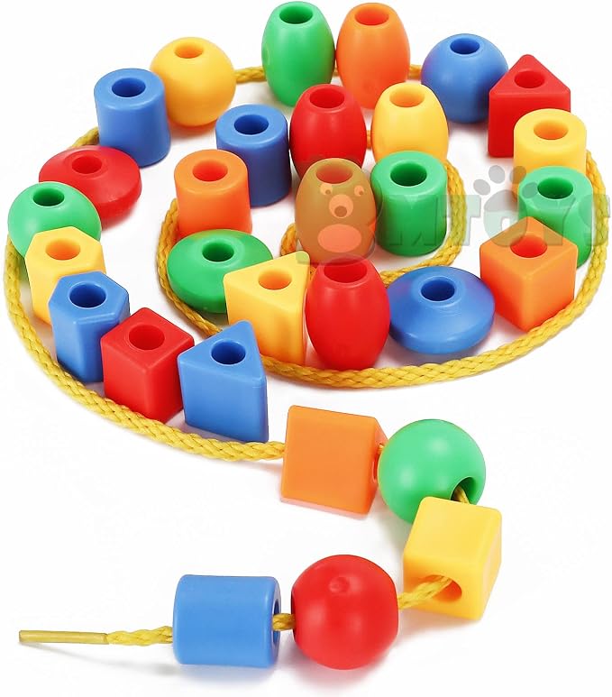 BMTOYS Lacing Beads for Kids - 70pcs Threading Beads Occupational Therapy Toys for Kids Fine Motor Skills Developmental Activity OT Toys