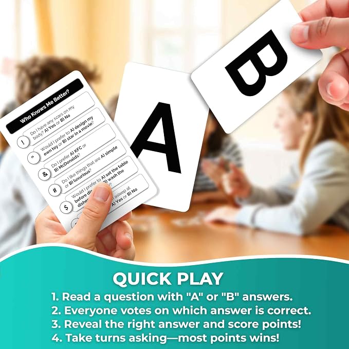 Card Games for Kids 8-12 - Board Family Games for Kids and Adults | Games for Kids 6-8 for Family Game Night - Activities for Travel, Car, Road Trip - Who Knows Me Better 500+ Questions Ages 5+