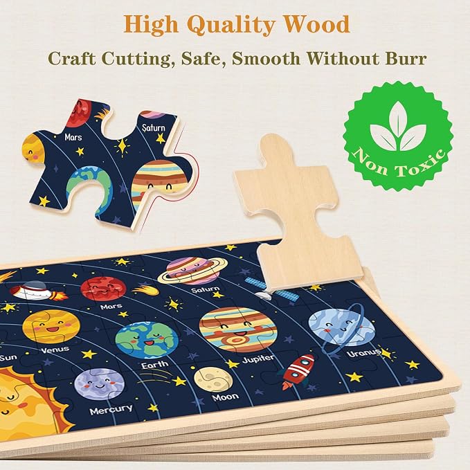 Puzzles for Kids Ages 4-6, 4 Packs 24 Piece | Wooden Jigsaw Puzzles for Kids Ages 3-5 Preschool Educational Learning Toys Gifts for 3 4 5 6 Year Old Boys and Girls
