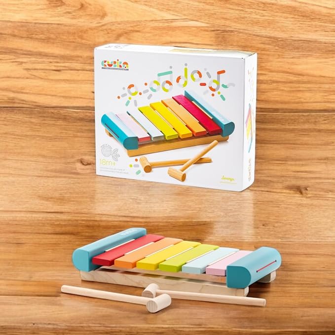 Wooden Toy Xylophone – Montessori Musical Toy for Toddlers Ages 18 Months+ – Includes 2 Wooden Mallets – FSC-Certified Wood, German Water-Based Paint – Wooden Toys for Toddlers