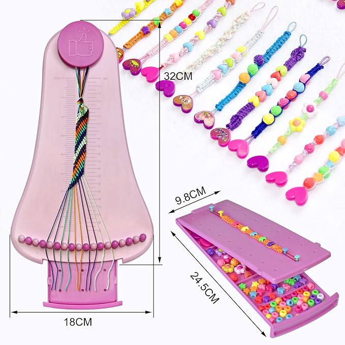 Friendship Bracelet Making Kit toys ,ages for 8 9 10 11 12 Year Old Girls, Kids Travel Activity Set,diy kit,Arts and Crafts Bracelets String Maker Kit ,Great Christmas Birthday Gifts (Purple-Pink)