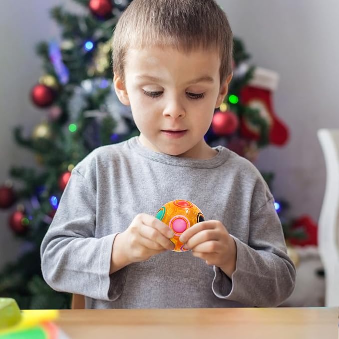 Magic Rainbow Puzzle Ball, Fidget Ball Puzzle Brain Teaser Fidget Toy for Boys & Girls- Birthday Party Easter Valentines Christmas Stocking Stuffers for Kids Teen & Adults(Orange)