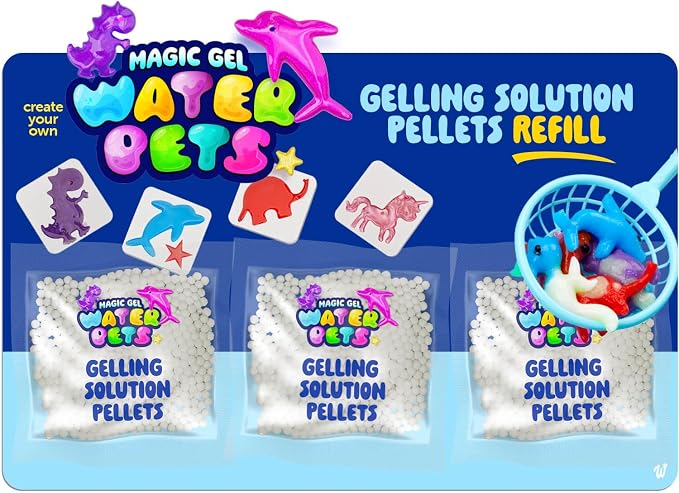 Magic Gel Water Pets Solution Refill - 3 Pack Magic Elf Toy Powder Kit | Aqua Fairy Optimized Solution for DIY Squishy Maker Set - Compatible with Most Water Gel Kits