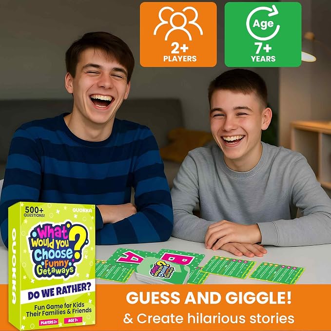 QUOKKA Card Game for Teens, Kids, Adults – 500+ Hilarious Travel & Vacation Scenarios | Funny Getaways What Would You Choose Challenge | Family Nights & Party Game for Friends, Road Trips & Sleepovers