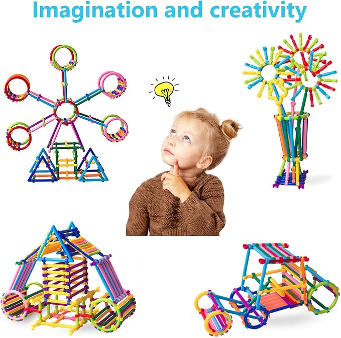 Juboury 1054Pcs Building Toy Building Blocks Bars Educational Set Puzzle | Interlocking Creative Connecting Kit, Great STEM Toy for Both Boys and Girls